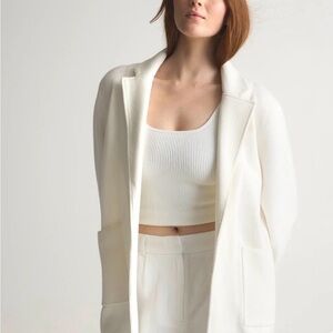 Quince 100% Organic cotton Elegant White Blazer sweater